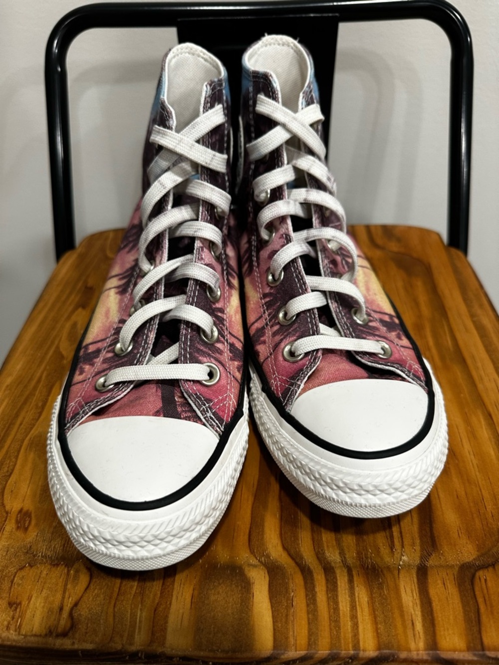 Converse High-Top Sneakers in Pink and Brown Graphic